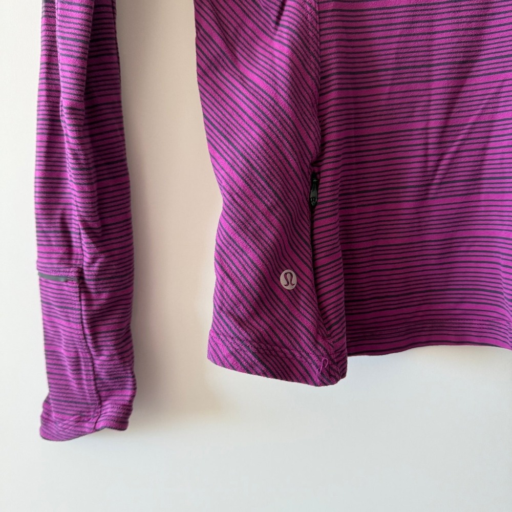 Lululemon Stripe Regal Plum Naval Blue Kanto Catch Me Long Sleeve Womens Size 4 - Picture 11 of 13